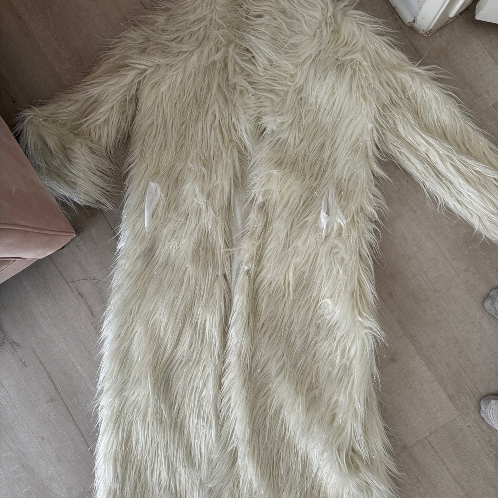 Dolls Kill Cream Teddy Jacket Plush Faux Fur Statement